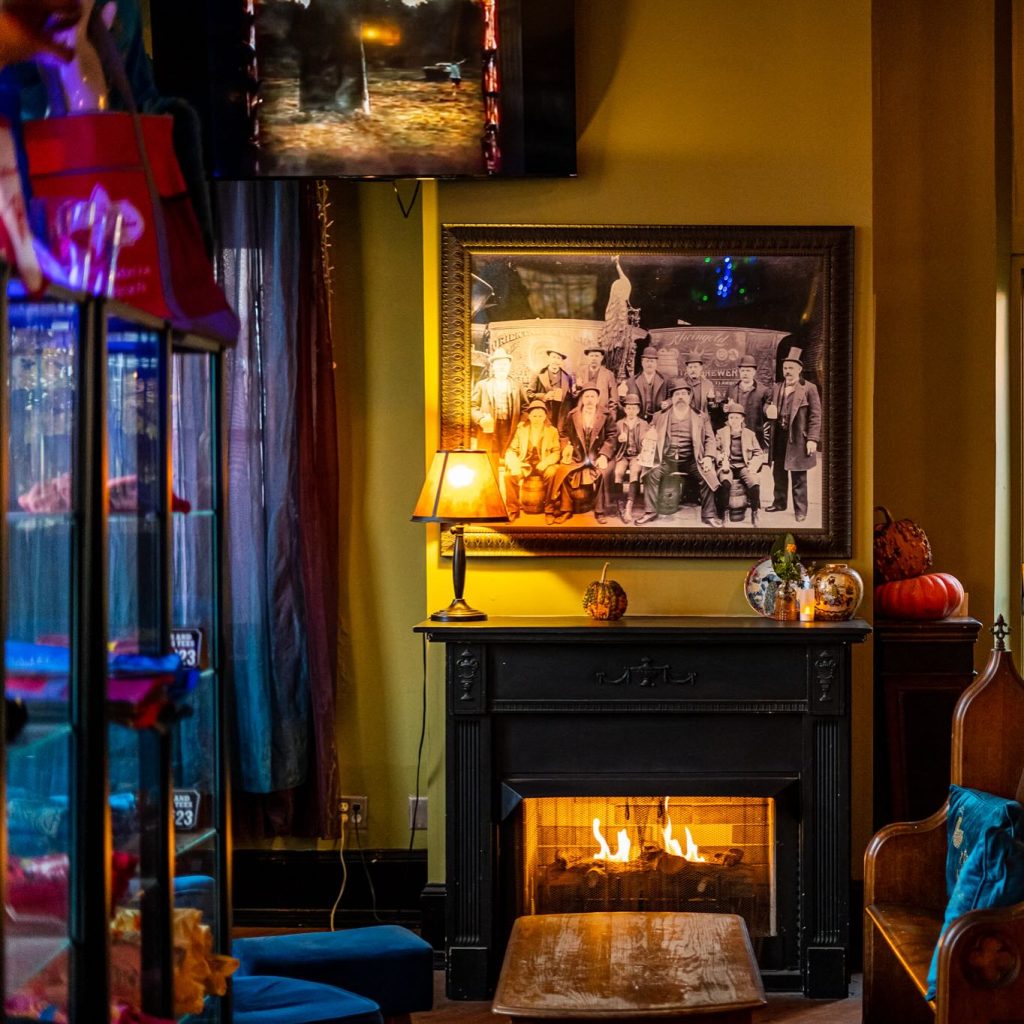 Peacock Room fireplace Philadelphia Brewing Company